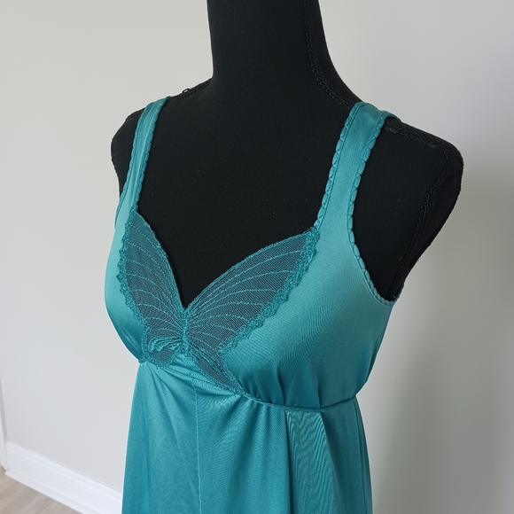 Turquoise Vintage Undercover Wear Butterfly Nightgown - Picture 7 of 9